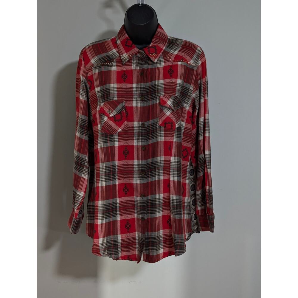 Nostalgia Western Plaid Button Down Shirt- Size M